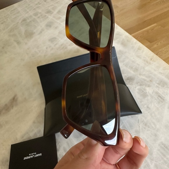 New Acetate YSL Angular cat-eye sunglasses in HAVANA main image 12
